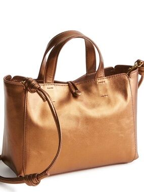 New Vera Bradley Bronze Leather Mini Hathaway Tote Shoulder Crossbody Bag NWT